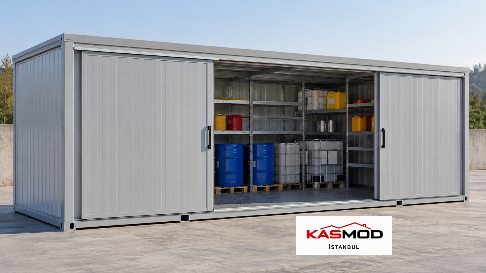 Atık Depolama Konteyneri — 3 × 12 m, depolama amaçlı, sürgülü kapılı için temsili görsel