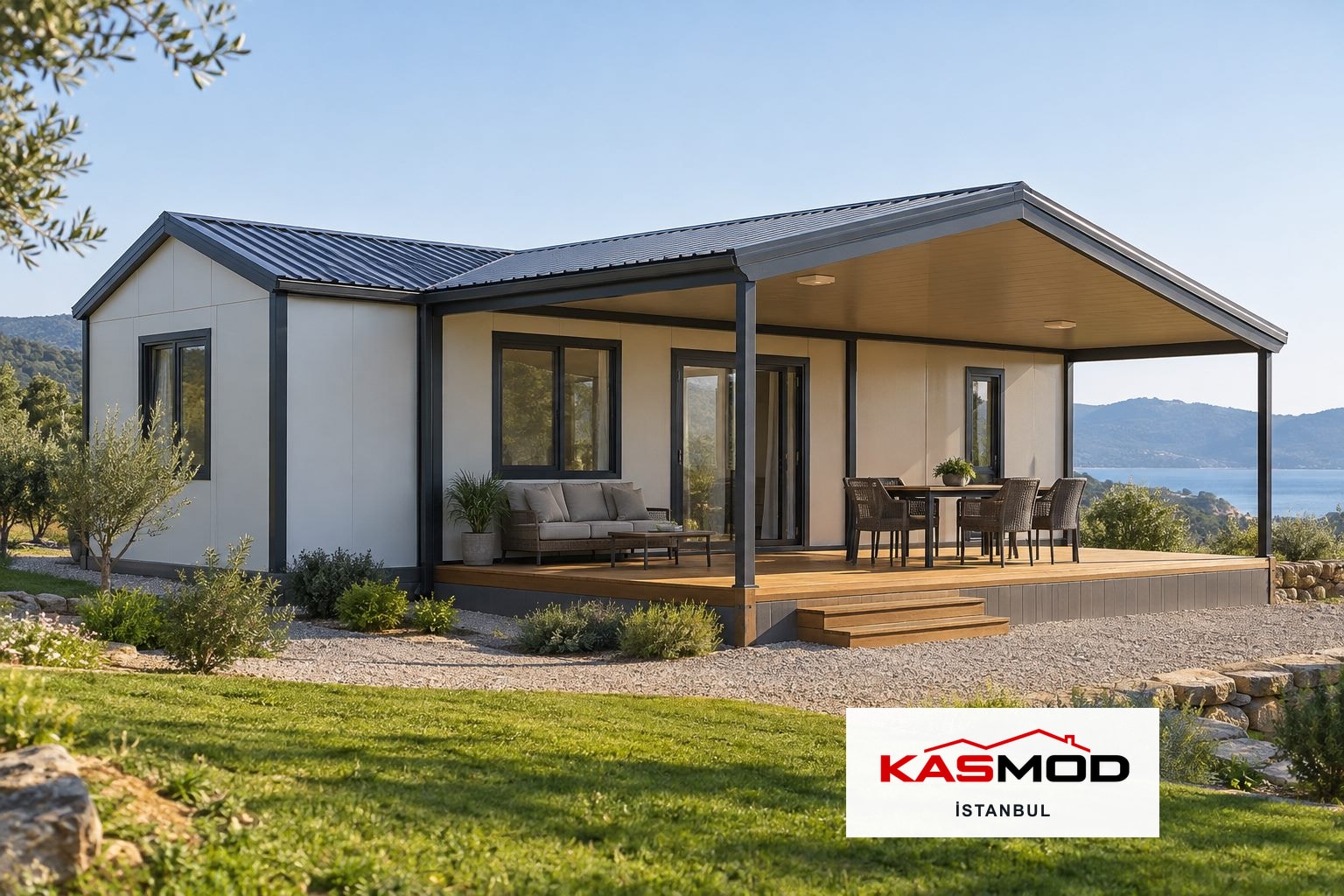 Konteyner Ev — 42 m², sandviç panelli, verandalı, çatı seçenekli, birleşimli için temsili görsel