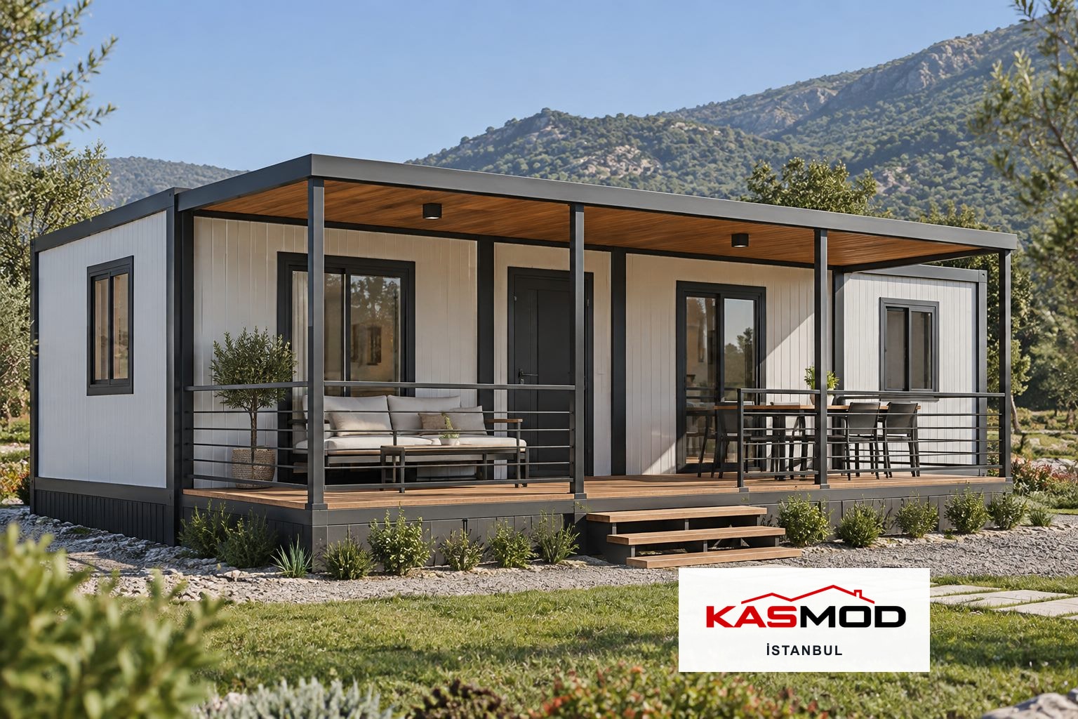 Konteyner Ev — 42 m², 3 odalı, verandalı, WC ve duş alanlı, mutfaklı için temsili görsel