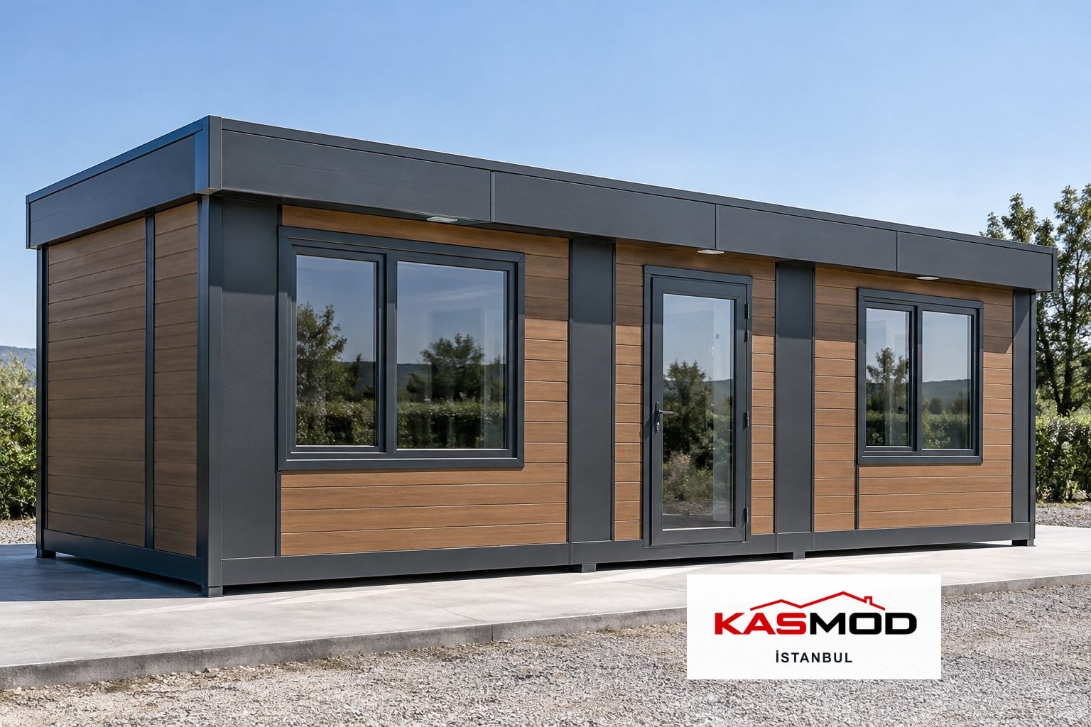 Ofis Konteyneri — 3 × 7 m, kompozit kaplamalı, çatı seçenekli için temsili görsel