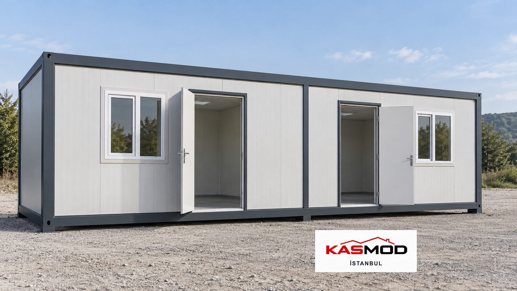 Modüler Konteyner — 300 × 700, iki odalı, çift girişli için temsili görsel