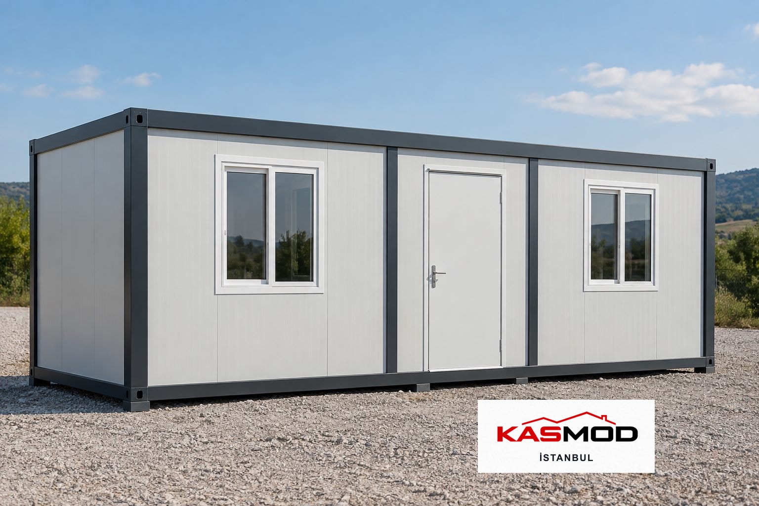 Modüler Konteyner — 300 × 700, iki odalı, tek girişli, tam donanımlı için temsili görsel