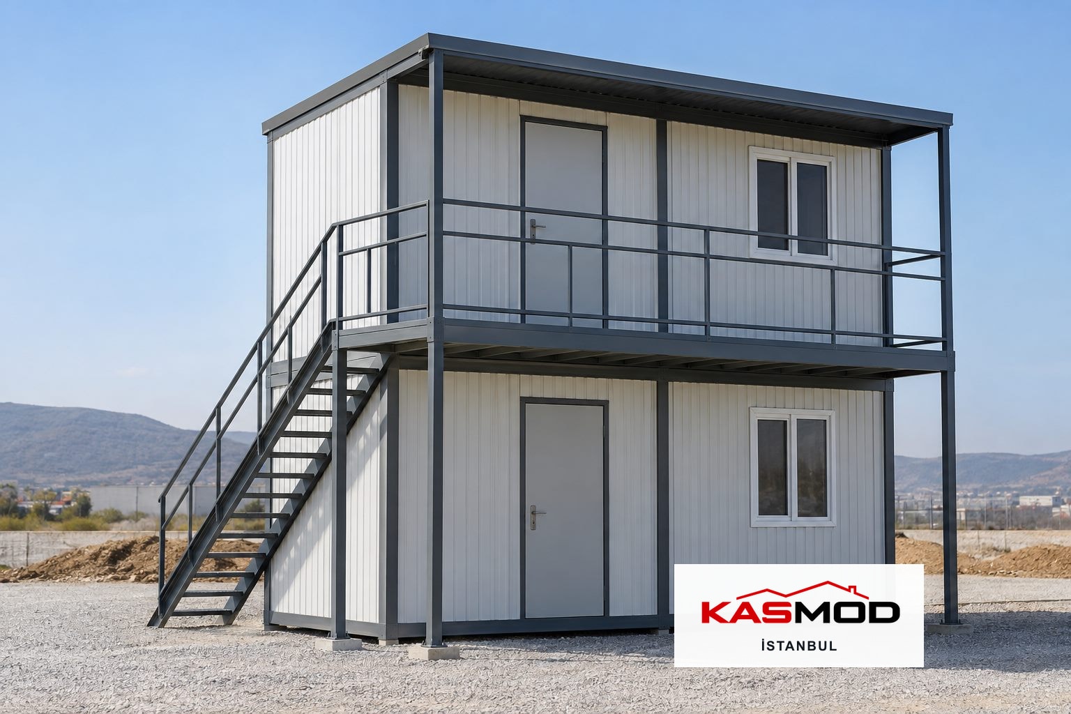 Şantiye Konteyneri — 42 m², iki katlı, galvaniz saclı için temsili görsel