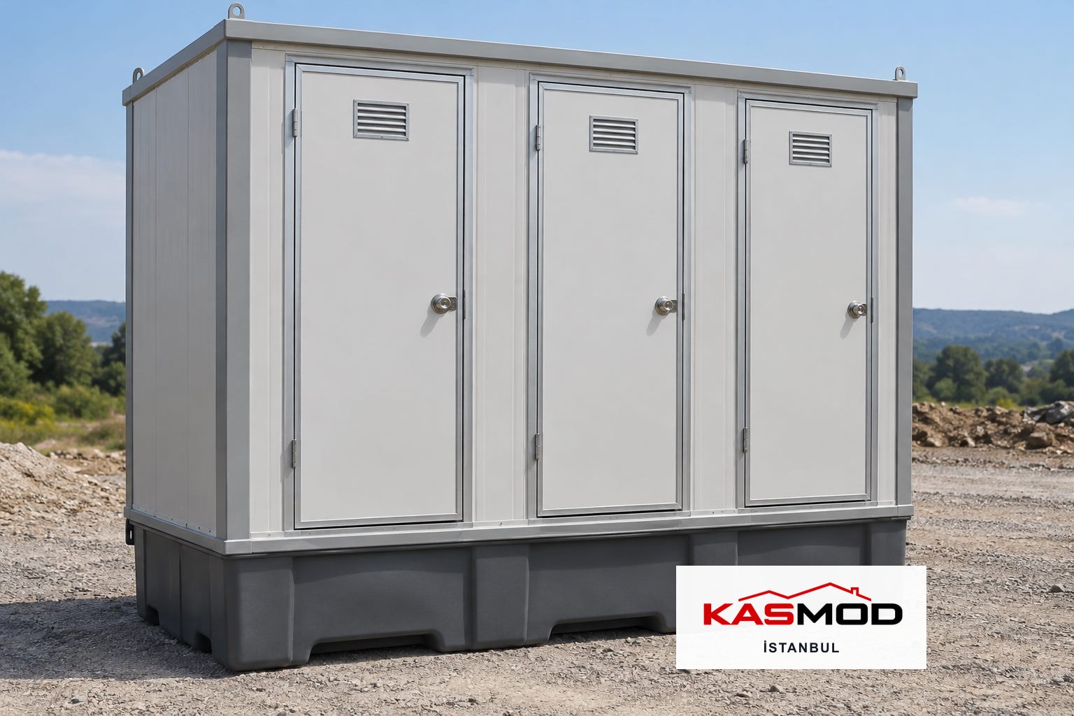 WC ve Duş Ünitesi — 130 × 300 cm, foseptik tanklı, WC alanlı için temsili görsel