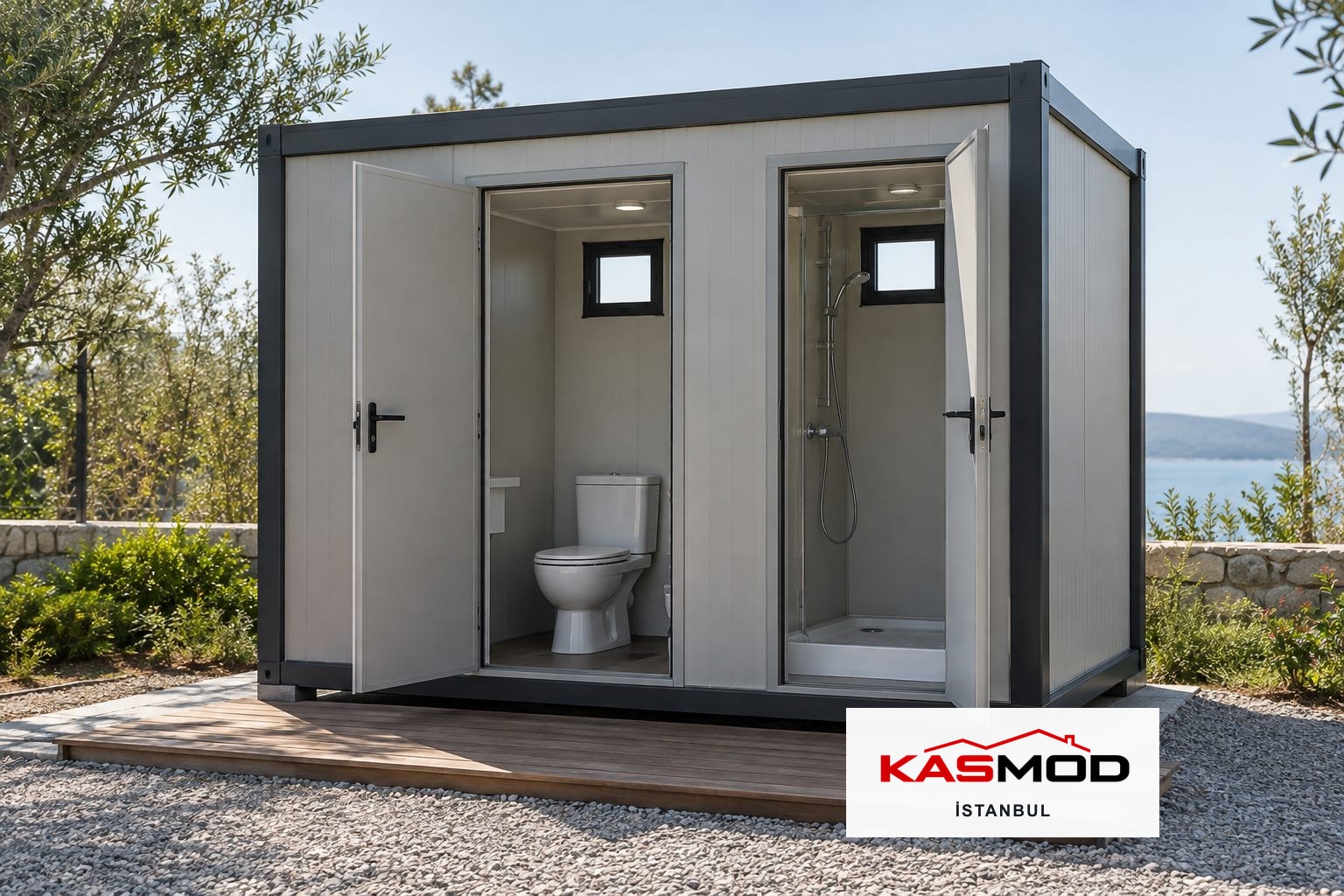 WC ve Duş Ünitesi — 150 × 250 cm, WC ve duş alanlı, WC alanlı için temsili görsel
